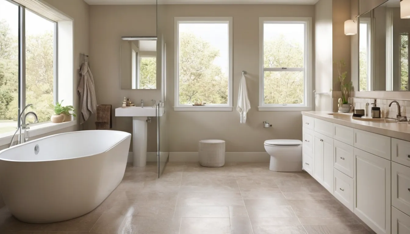 A homeowner reviewing walk-in tub options in a bright bathroom in Saginaw
